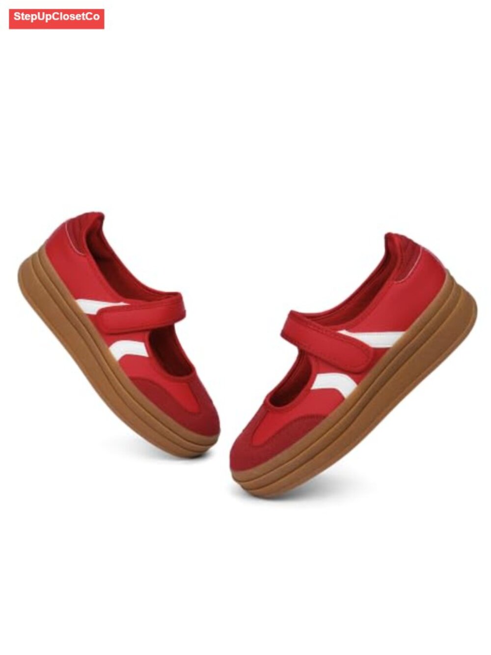 Retro Platform Mary Jane Sneakers with Hook and Loop Closure - Picture 4 of 6